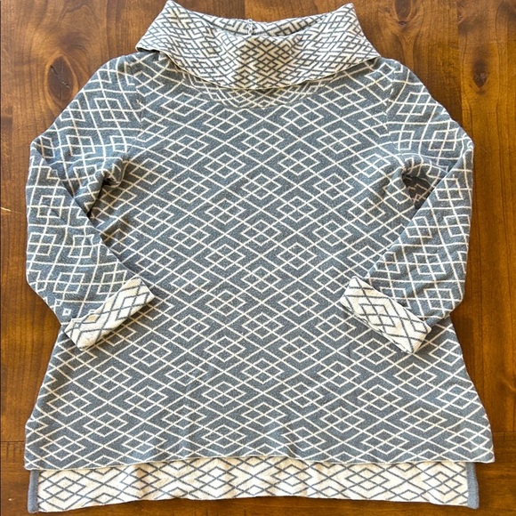 Anthropologie Moth Cowl Neck Sweater M | Gray Geometric Alpaca Blend Pullover - Picture 2 of 6